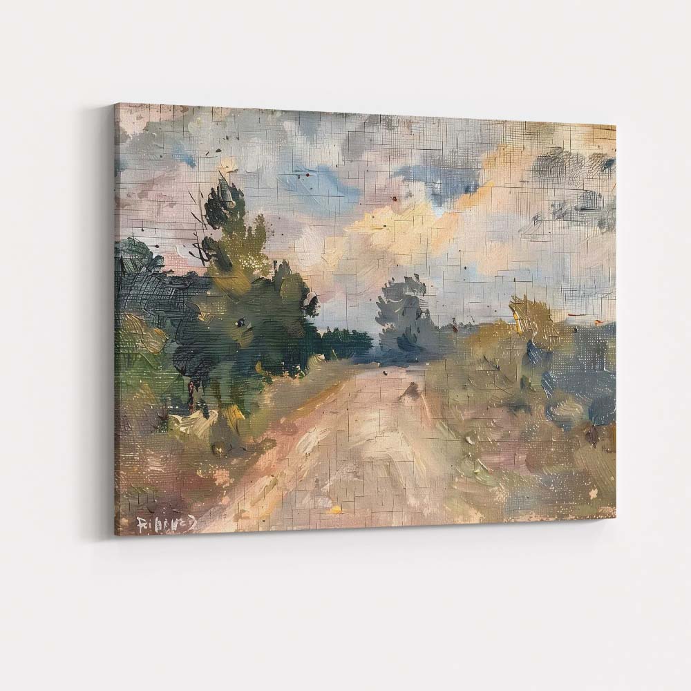 Abstract Impressionist Country Lane Scenic Landscape Canvas Wall Art Print Decor Picture Ready to Hang