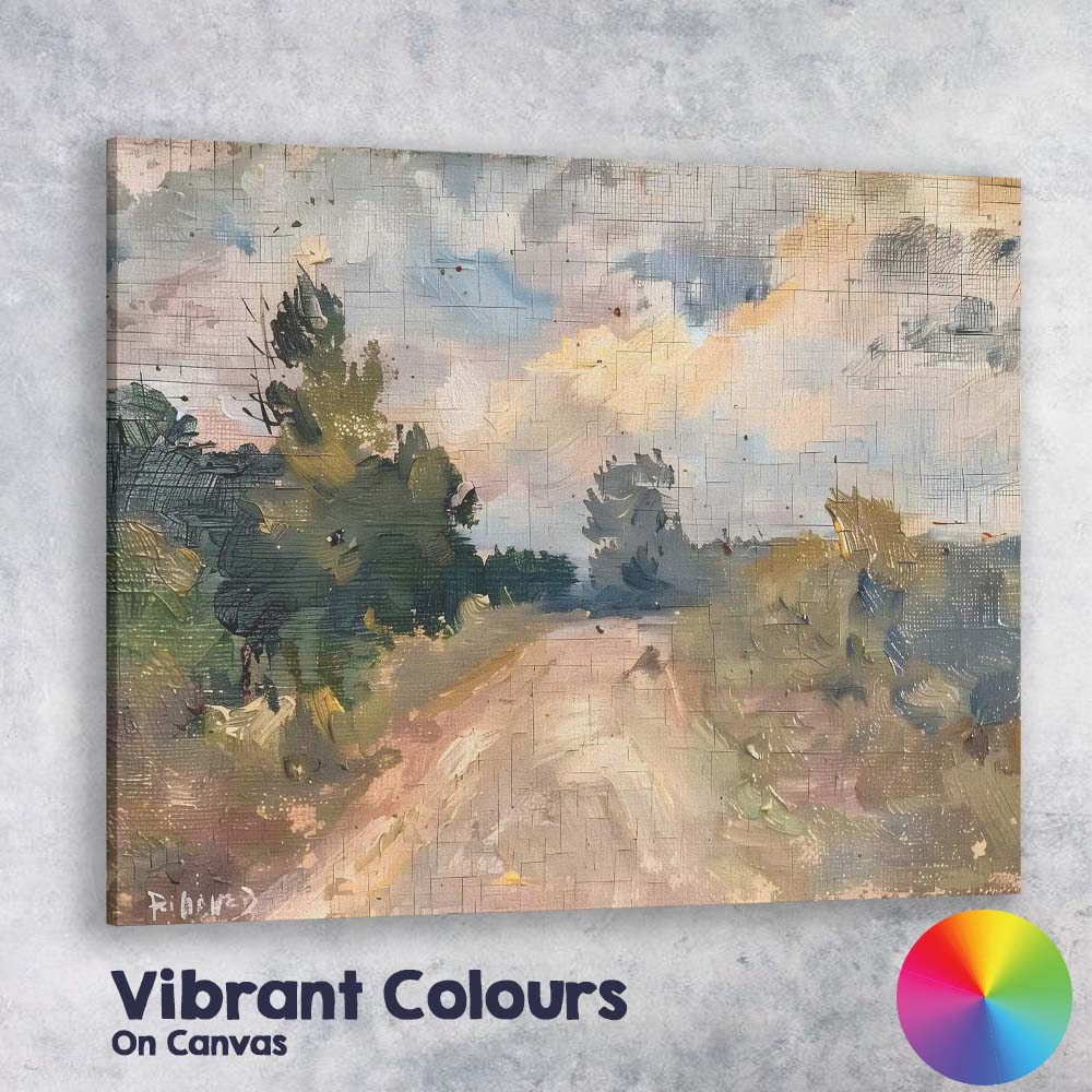 Abstract Impressionist Country Lane Scenic Landscape Canvas Wall Art Print Decor Picture Ready to Hang