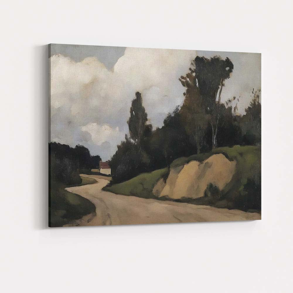 Impressionist Country Lane Woodland Landscape Moody Summer Sky Canvas Wall Art Print Decor Picture Ready to Hang