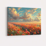 Vibrant Wildflower Meadow Sunset Sky Landscape Canvas Wall Art Print Decor Picture Ready to Hang