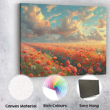 Vibrant Wildflower Meadow Sunset Sky Landscape Canvas Wall Art Print Decor Picture Ready to Hang