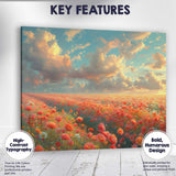 Vibrant Wildflower Meadow Sunset Sky Landscape Canvas Wall Art Print Decor Picture Ready to Hang