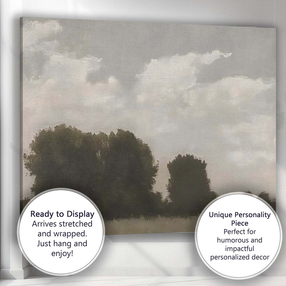 Minimalist Moody Woodland Silhouette Cloudscape Landscape Canvas Wall Art Print Decor Picture Ready to Hang
