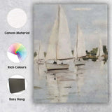 Soft Neutral Sailing Boats Coastal Marina Oil Painting Canvas Wall Art Print Decor Picture Ready to Hang