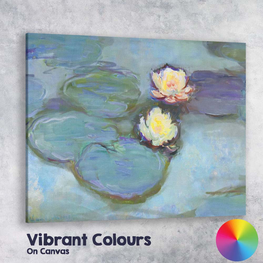Impressionist Water Lily Pond Floral Botanical Painting Canvas Wall Art Print Decor Picture Ready to Hang