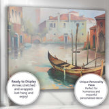 Venetian Gondola Canal Sunlit Cityscape Impressionist Canvas Wall Art Print Decor Picture Ready to Hang