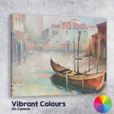 Venetian Gondola Canal Sunlit Cityscape Impressionist Canvas Wall Art Print Decor Picture Ready to Hang