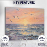 Pastel Ocean Sunset Seascape Flying Seagulls Canvas Wall Art Print Decor Picture Ready to Hang
