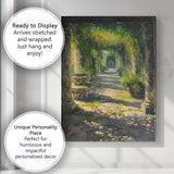 Sunlit Garden Archway Floral Courtyard Impressionist Canvas Wall Art Print Decor Picture Ready to Hang
