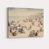 Minimalist Beach Crowd White Parasols Coastal Scene Canvas Wall Art Print Decor Picture Ready to Hang