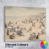 Minimalist Beach Crowd White Parasols Coastal Scene Canvas Wall Art Print Decor Picture Ready to Hang
