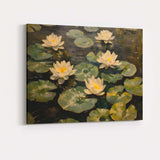 White Water Lily Pond Botanical Oil Painting Canvas Wall Art Print Decor Picture Ready to Hang