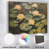 White Water Lily Pond Botanical Oil Painting Canvas Wall Art Print Decor Picture Ready to Hang