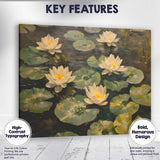 White Water Lily Pond Botanical Oil Painting Canvas Wall Art Print Decor Picture Ready to Hang
