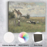 Rustic Countryside Farmhouse Sheep Pasture Landscape Canvas Wall Art Print Decor Picture Ready to Hang