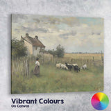 Rustic Countryside Farmhouse Sheep Pasture Landscape Canvas Wall Art Print Decor Picture Ready to Hang