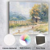 Sunlit Rustic Farmyard Chicken Coop Watercolour Landscape Canvas Wall Art Print Decor Picture Ready to Hang