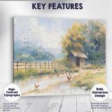 Sunlit Rustic Farmyard Chicken Coop Watercolour Landscape Canvas Wall Art Print Decor Picture Ready to Hang