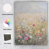 Pastel Wildflower Meadow Soft Floral Impressionist Canvas Wall Art Print Decor Picture Ready to Hang