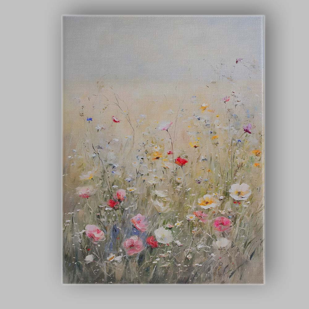Pastel Wildflower Meadow Soft Floral Impressionist Canvas Wall Art Print Decor Picture Ready to Hang
