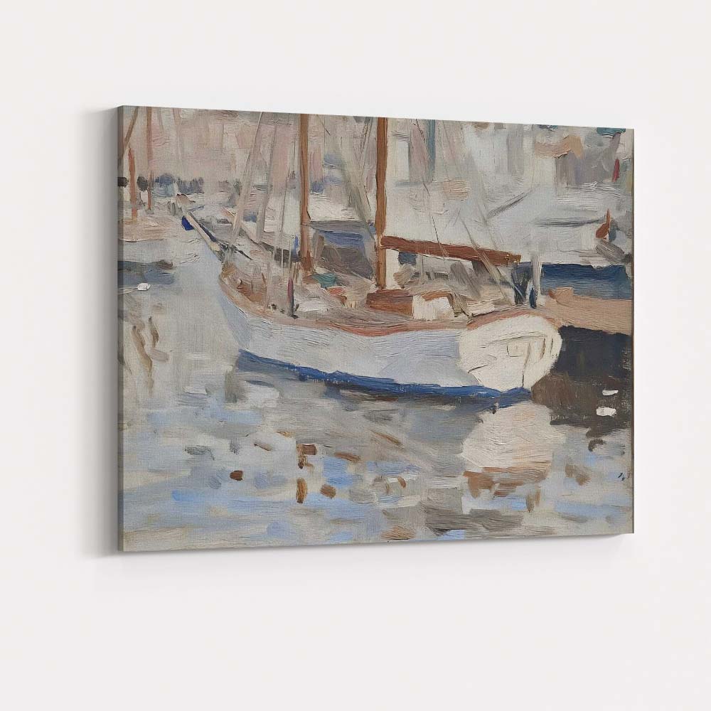 Coastal Harbour Fishing Boat Impressionist Marina Canvas Wall Art Print Decor Picture Ready to Hang