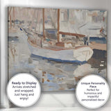 Coastal Harbour Fishing Boat Impressionist Marina Canvas Wall Art Print Decor Picture Ready to Hang