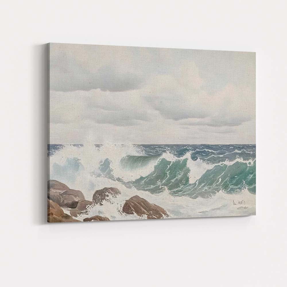 Crashing Coastal Waves Rocky Shore Seascape Canvas Wall Art Print Decor Picture Ready to Hang