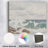 Crashing Coastal Waves Rocky Shore Seascape Canvas Wall Art Print Decor Picture Ready to Hang