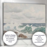 Crashing Coastal Waves Rocky Shore Seascape Canvas Wall Art Print Decor Picture Ready to Hang
