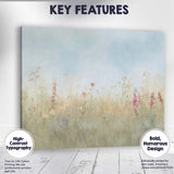 Delicate Summer Wildflower Meadow Pastel Botanical Landscape Canvas Wall Art Print Decor Picture Ready to Hang