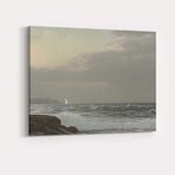 Stormy Coastal Waves Distant Sailboat Seascape Canvas Wall Art Print Decor Picture Ready to Hang
