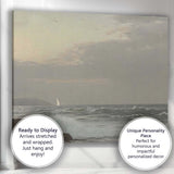 Stormy Coastal Waves Distant Sailboat Seascape Canvas Wall Art Print Decor Picture Ready to Hang