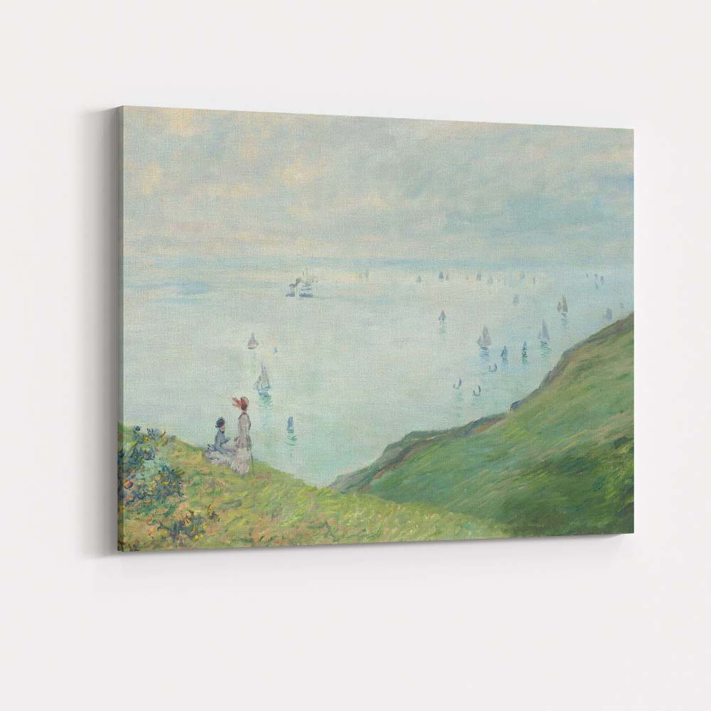 Monet Coastal Clifftop Sailboats Seascape Impressionist Canvas Wall Art Print Decor Picture Ready to Hang