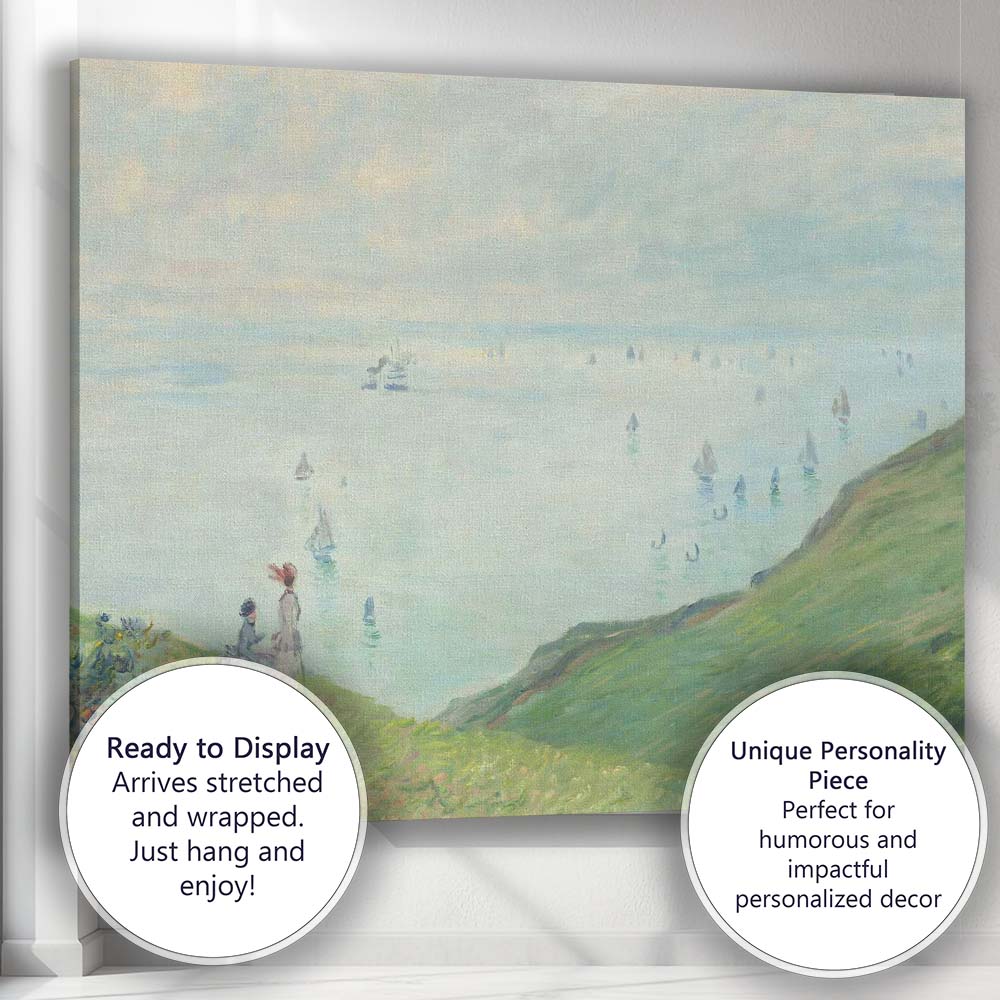Monet Coastal Clifftop Sailboats Seascape Impressionist Canvas Wall Art Print Decor Picture Ready to Hang