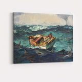 Dramatic Stormy Sea Sharks Fishing Boat Oil Painting Canvas Wall Art Print Decor Picture Ready to Hang