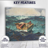 Dramatic Stormy Sea Sharks Fishing Boat Oil Painting Canvas Wall Art Print Decor Picture Ready to Hang