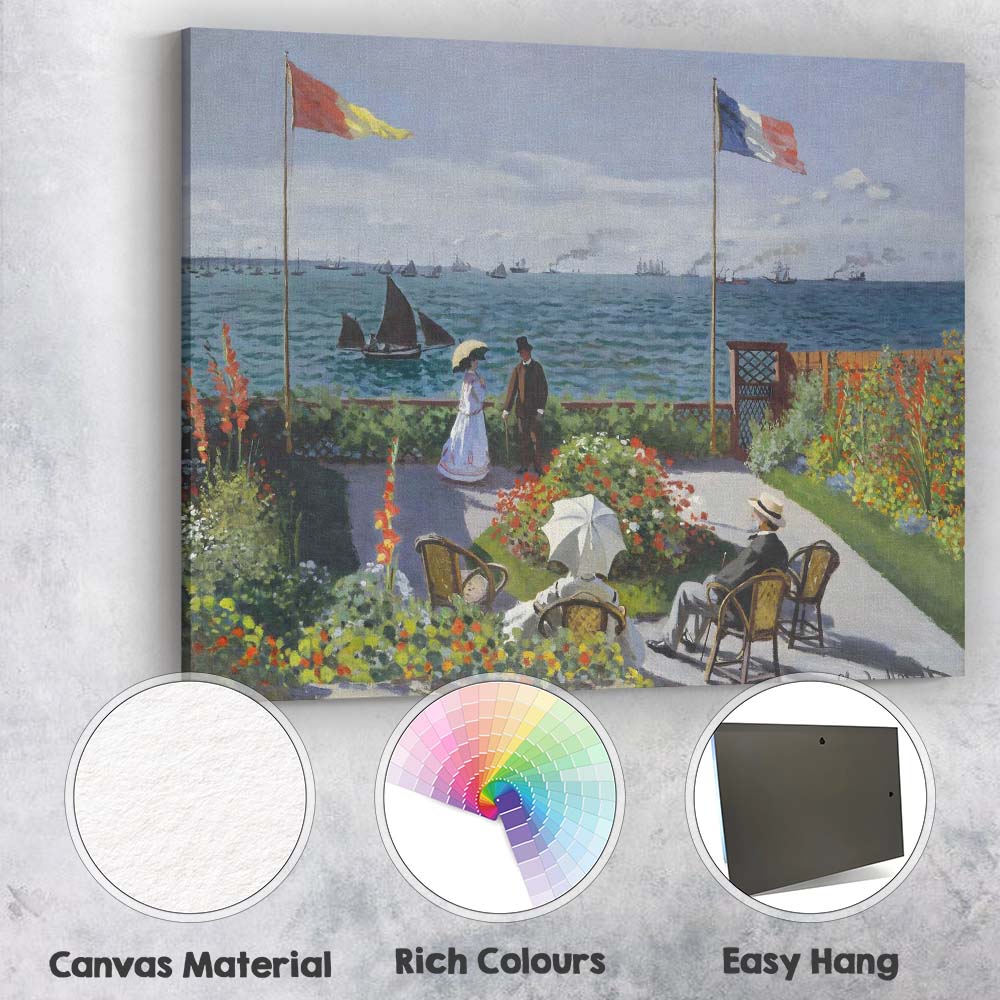 Monet Elegant Seaside Garden Coastal Promenade Canvas Wall Art Print Decor Picture Ready to Hang