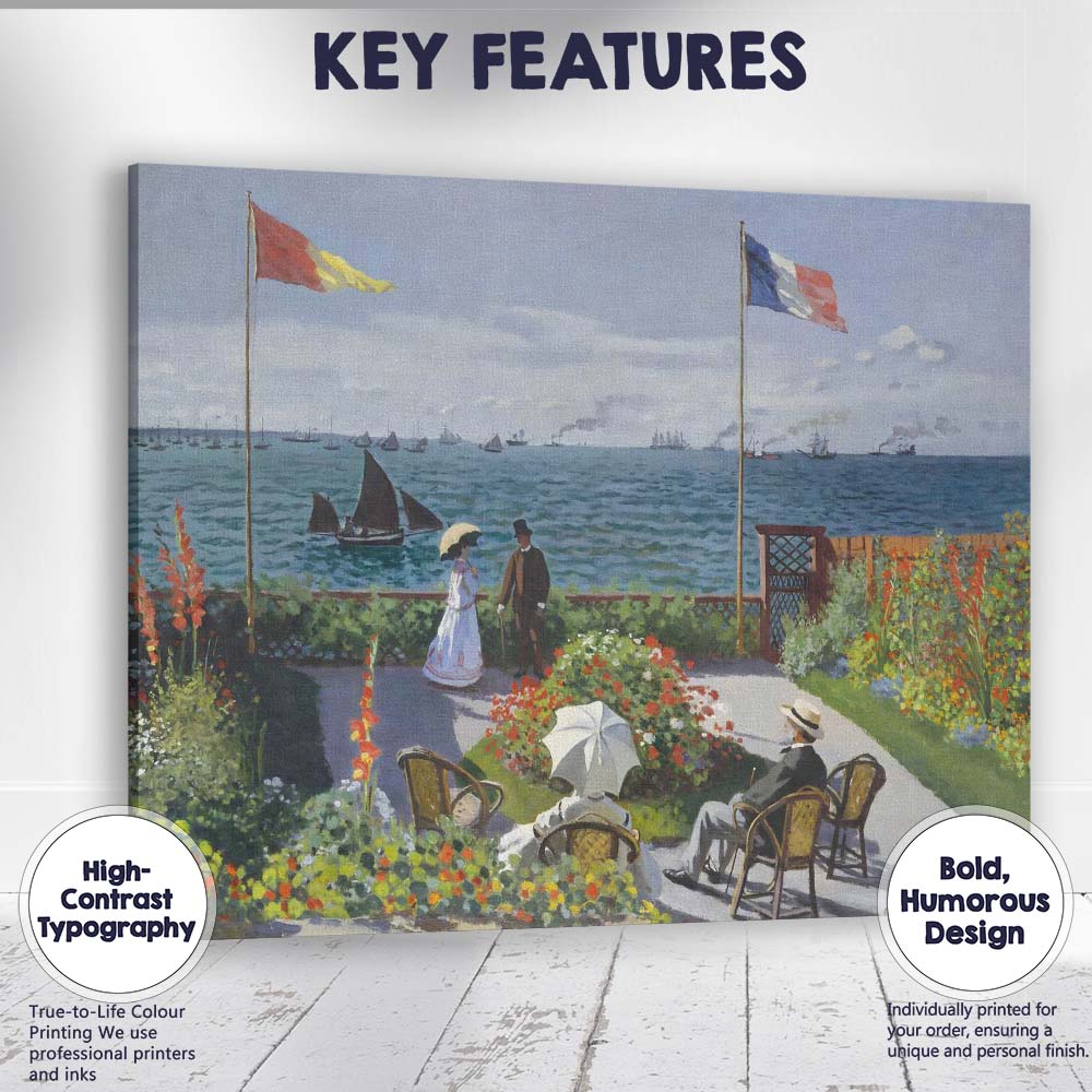 Monet Elegant Seaside Garden Coastal Promenade Canvas Wall Art Print Decor Picture Ready to Hang