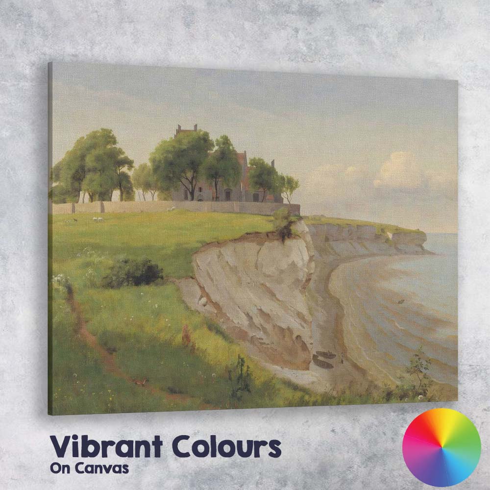 Peaceful Clifftop House Coastal Landscape Oil Painting Canvas Wall Art Print Decor Picture Ready to Hang