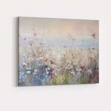 Soft Wildflower Meadow Coastal Horizon Pastel Botanical Canvas Wall Art Print Decor Picture Ready to Hang