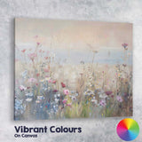 Soft Wildflower Meadow Coastal Horizon Pastel Botanical Canvas Wall Art Print Decor Picture Ready to Hang