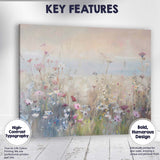 Soft Wildflower Meadow Coastal Horizon Pastel Botanical Canvas Wall Art Print Decor Picture Ready to Hang