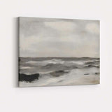 Minimal Monochrome Ocean Waves Contemporary Seascape Canvas Wall Art Print Decor Picture Ready to Hang