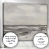 Minimal Monochrome Ocean Waves Contemporary Seascape Canvas Wall Art Print Decor Picture Ready to Hang