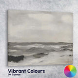 Minimal Monochrome Ocean Waves Contemporary Seascape Canvas Wall Art Print Decor Picture Ready to Hang