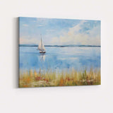Peaceful Sailboat Calm Coastal Waters Landscape Canvas Wall Art Print Decor Picture Ready to Hang