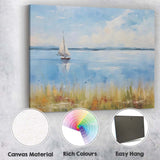 Peaceful Sailboat Calm Coastal Waters Landscape Canvas Wall Art Print Decor Picture Ready to Hang