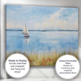Peaceful Sailboat Calm Coastal Waters Landscape Canvas Wall Art Print Decor Picture Ready to Hang