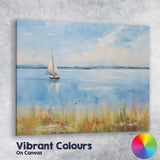 Peaceful Sailboat Calm Coastal Waters Landscape Canvas Wall Art Print Decor Picture Ready to Hang
