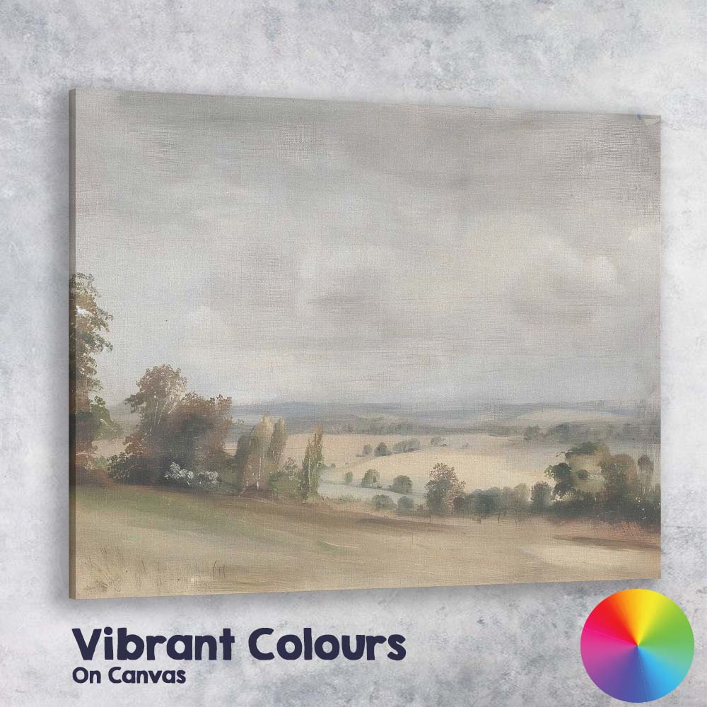 Soft Rolling Countryside Panoramic Landscape Impressionist Canvas Wall Art Print Decor Picture Ready to Hang